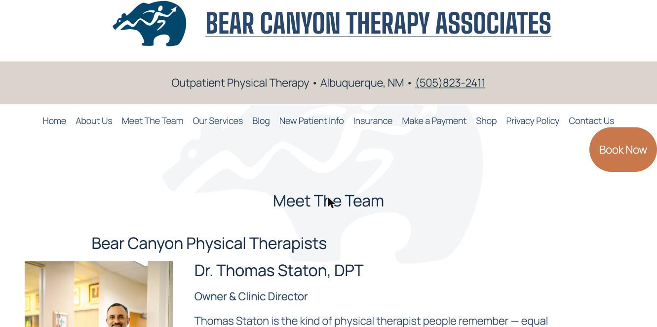 Dr. Thomas Staton, DPT, physical therapist and clinic director at Bear Canyon Therapy Associates in Albuquerque